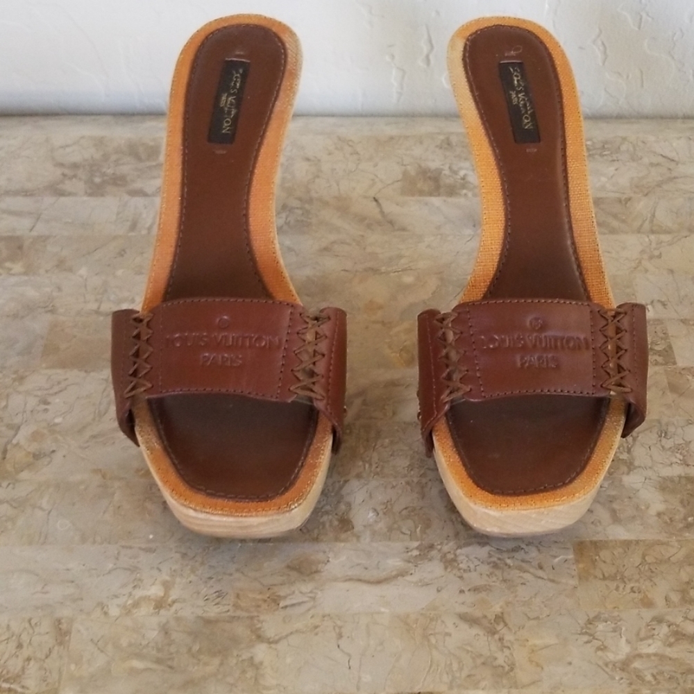 Authentic Louis Vuitton Chocolate Leather Heels - Picture 2 of 7